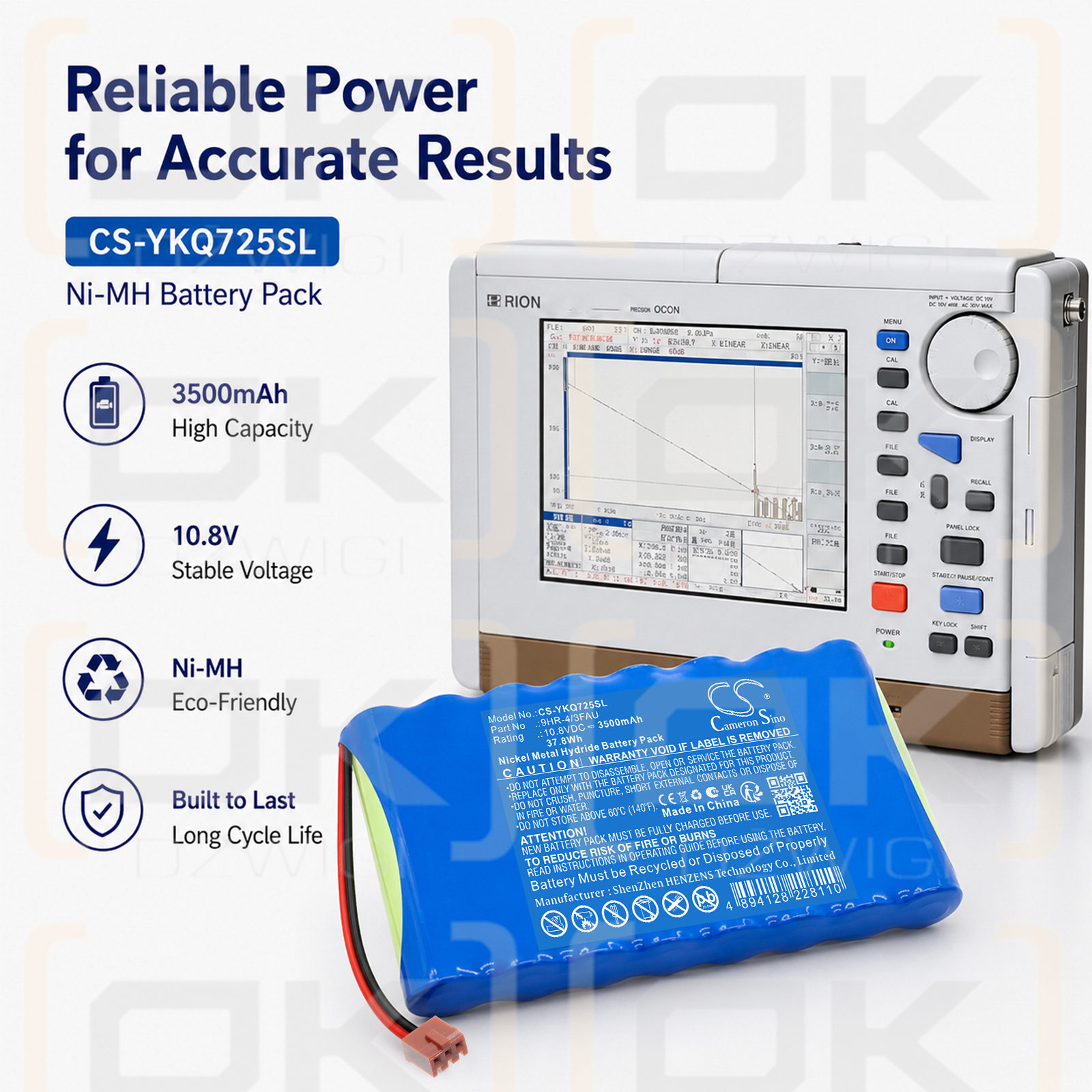 Сменный аккумулятор для Yokogawa AAQ7250/9HR-4/3FAU 3500 мАч Ni-MH 10,8 В (Cameron Sino)