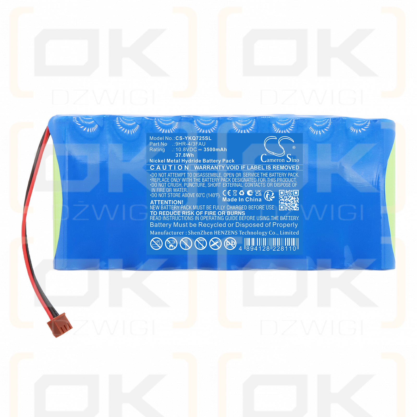 Сменный аккумулятор для Yokogawa AAQ7250/9HR-4/3FAU 3500 мАч Ni-MH 10,8 В (Cameron Sino)