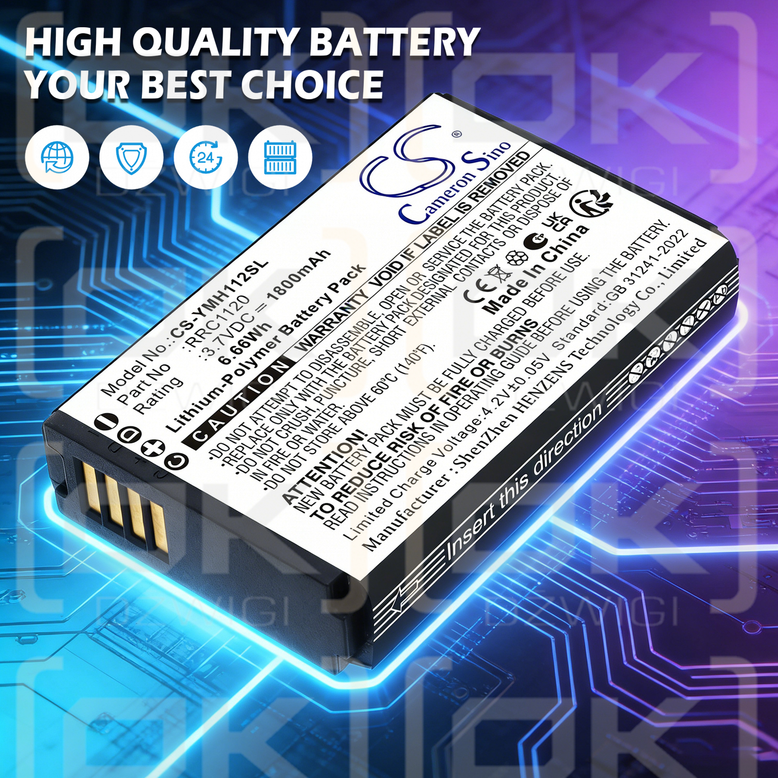 Bateria zamienna do Yamaha RM-WDR Wireless Directional Tabletop Microphone /  RRC1120 1800 mAh Li-Polymer 3.7 V (Cameron Sino)