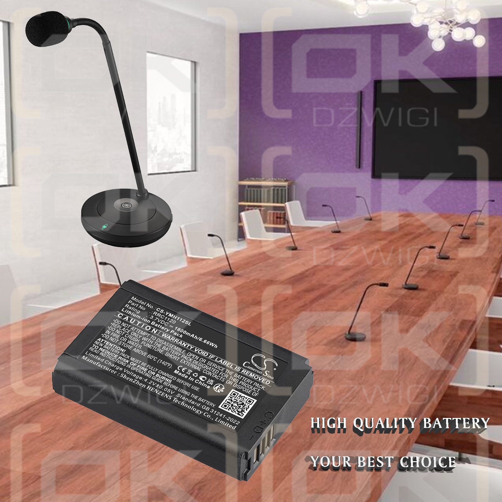 Yamaha  RM-WOM Wireless Directional Tabletop Microphone / RM-WBT 1800 mAh Li-ion 3.7 V (Cameron Sino)