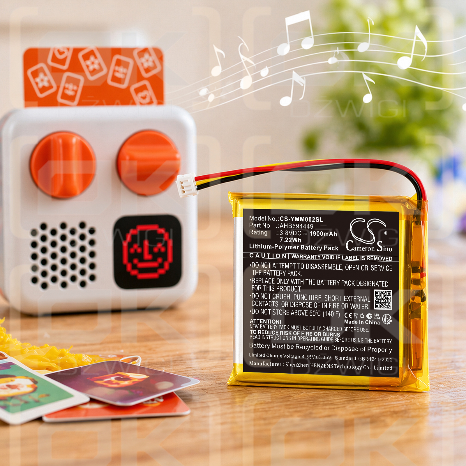 Сменный аккумулятор для Yoto Mini 2024 / AHB694449 1900 мАч Li-Polymer 3,8 В (Cameron Sino)