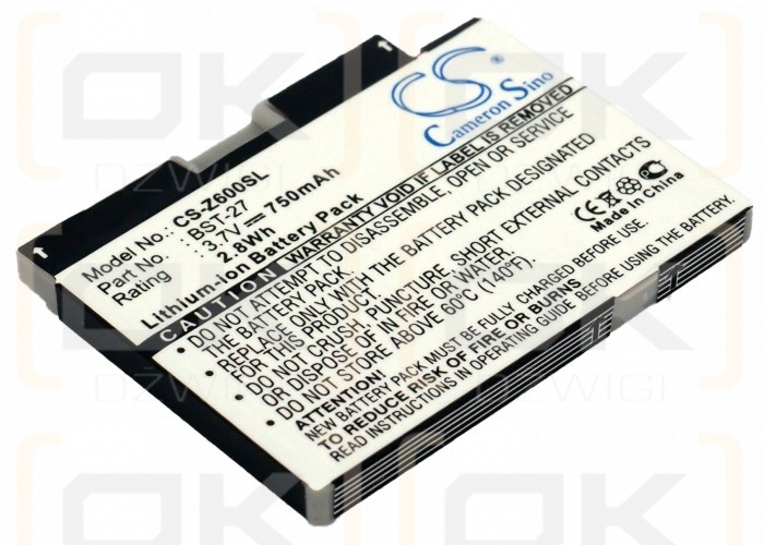 Сменный аккумулятор для Sony Ericsson Z600i / BST-27 750 мАч Li-ion 3,7 В (Cameron Sino)