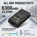 Batería de repuesto para Zebra MC3300 / BT-000337, 6300 mAh, herramientas, 3,7 V (Cameron Sino)