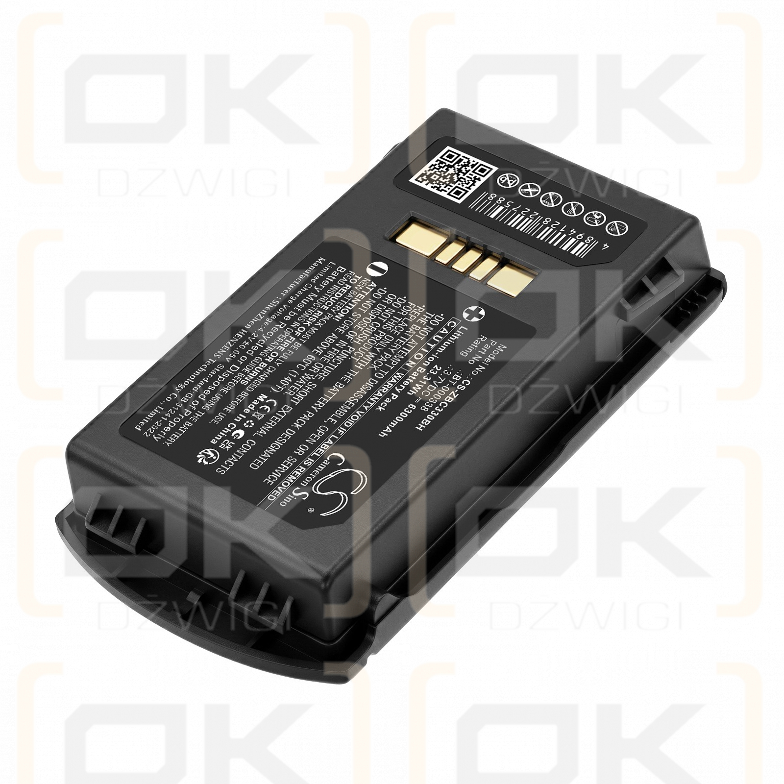 Batería de repuesto para Zebra MC3300 / BT-000337, 6300 mAh, herramientas, 3,7 V (Cameron Sino)