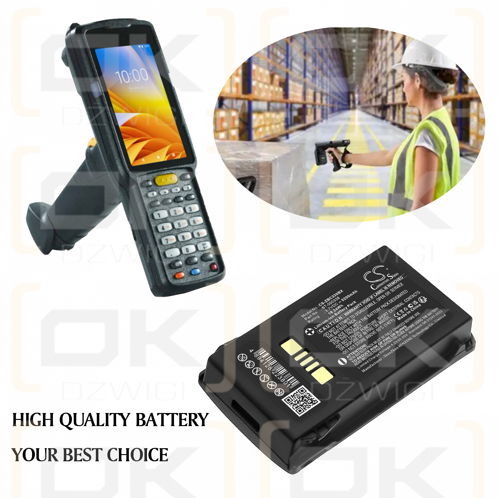 Zebra MC330M / BT-000337 5200 mAh Li-Ion 3,7 V (Cameron Sino)