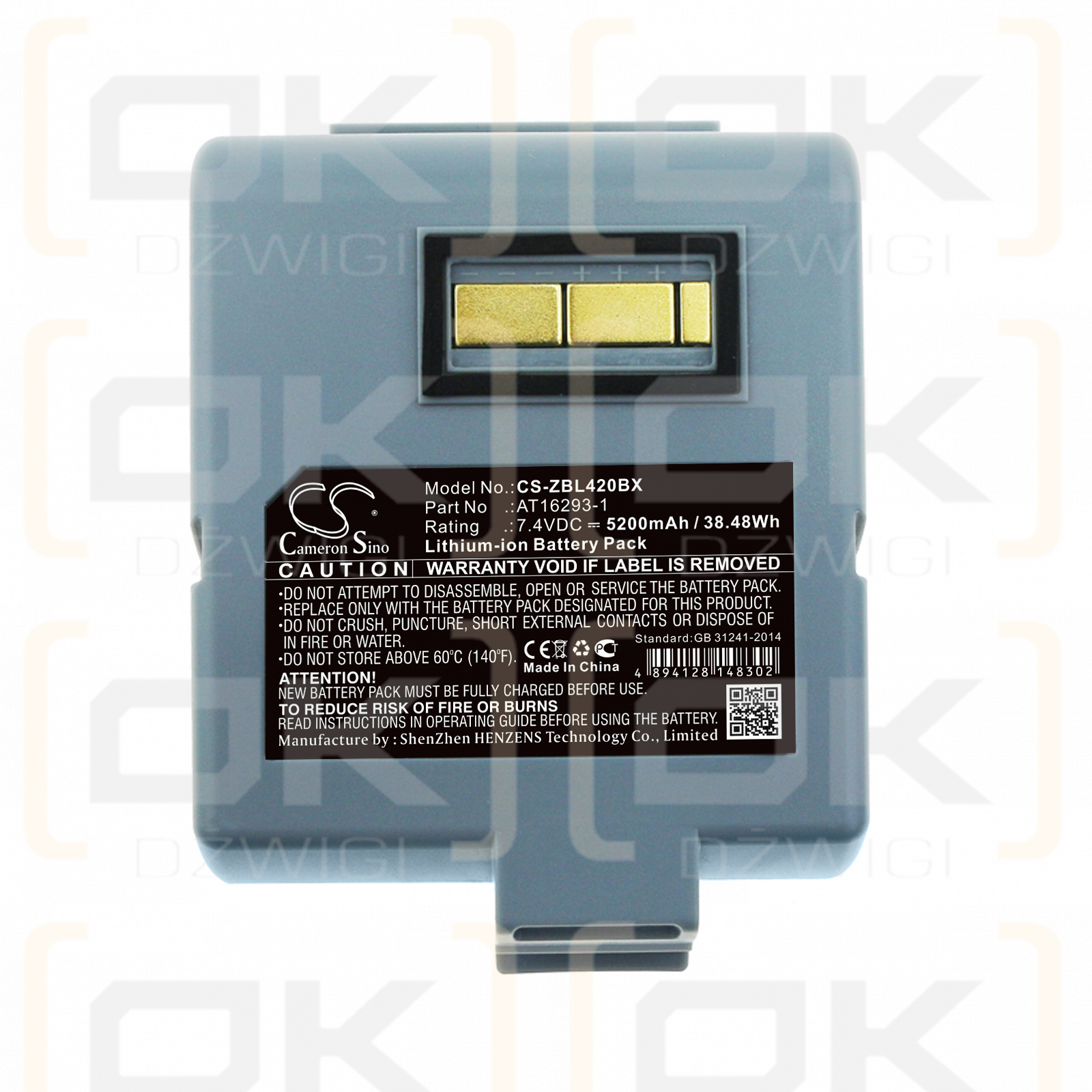 Zebra QL420 Plus / AT16293-1 5200 mAh Li-Ion 7,4 V (Cameron Sino)