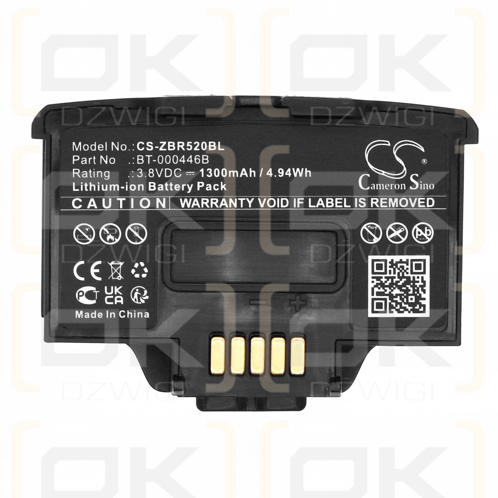 Zebra WS5001 / BT-000446B 1300mAh Li-ion 3.8V (Cameron Sino)