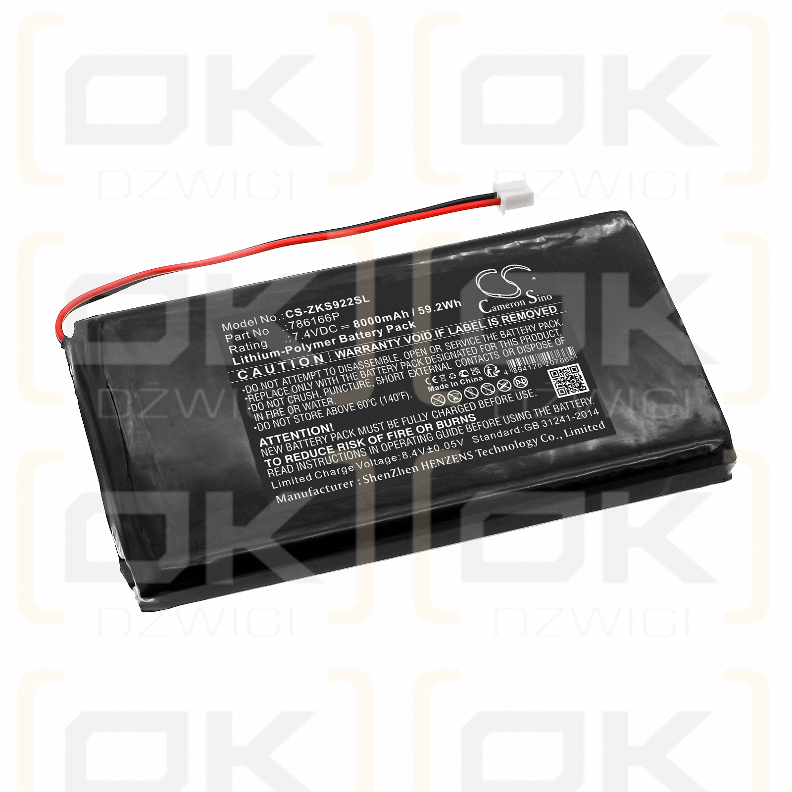 ZKTeco S922 / 786166P 8000 mAh Li-Polymer 7,4 V (Cameron Sino)