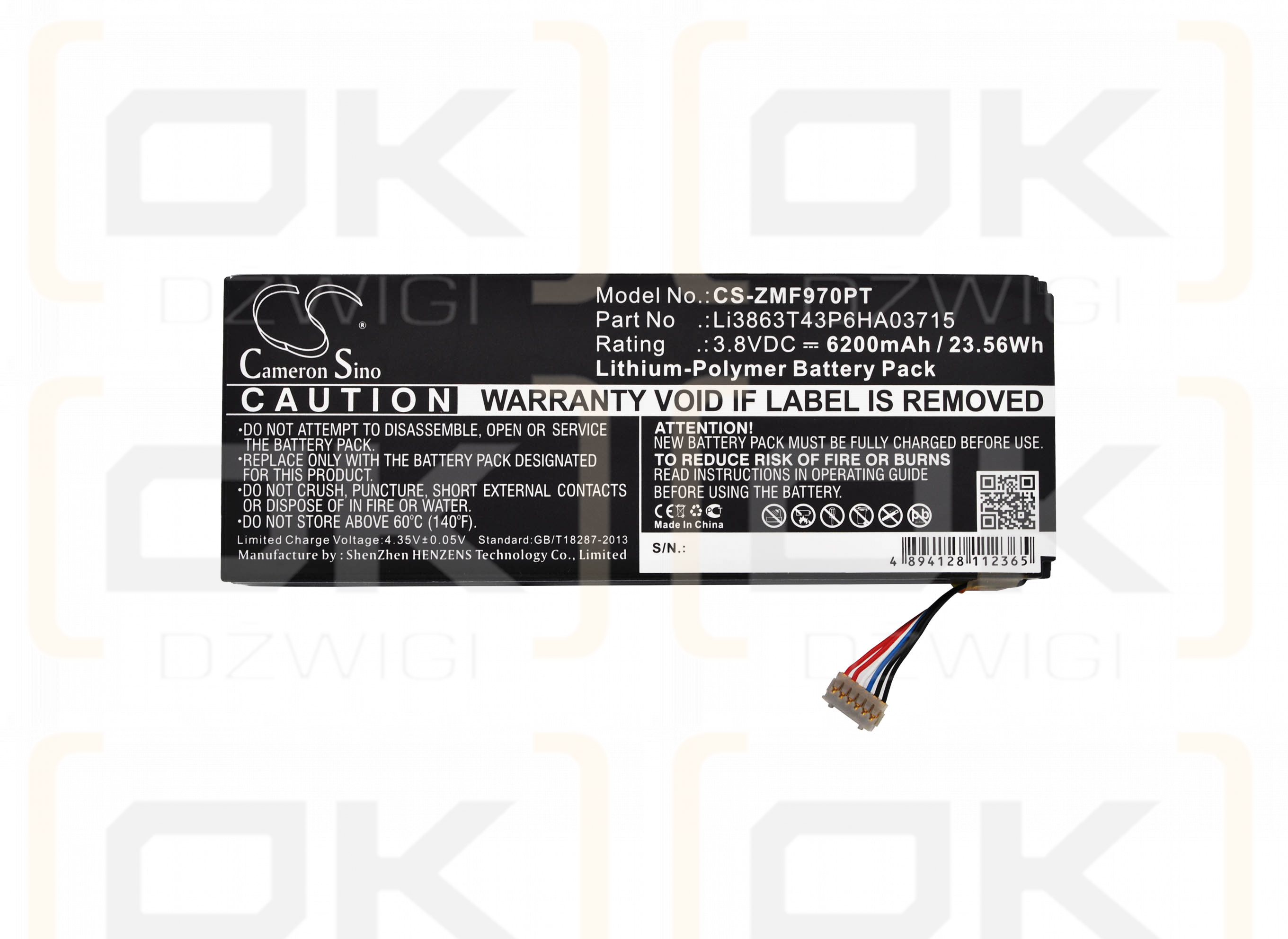 ZTE SRQ-MF97V / Li3863T43P6HA03715 6200mAh Li-Polímero 3.8V (Cameron Sino)