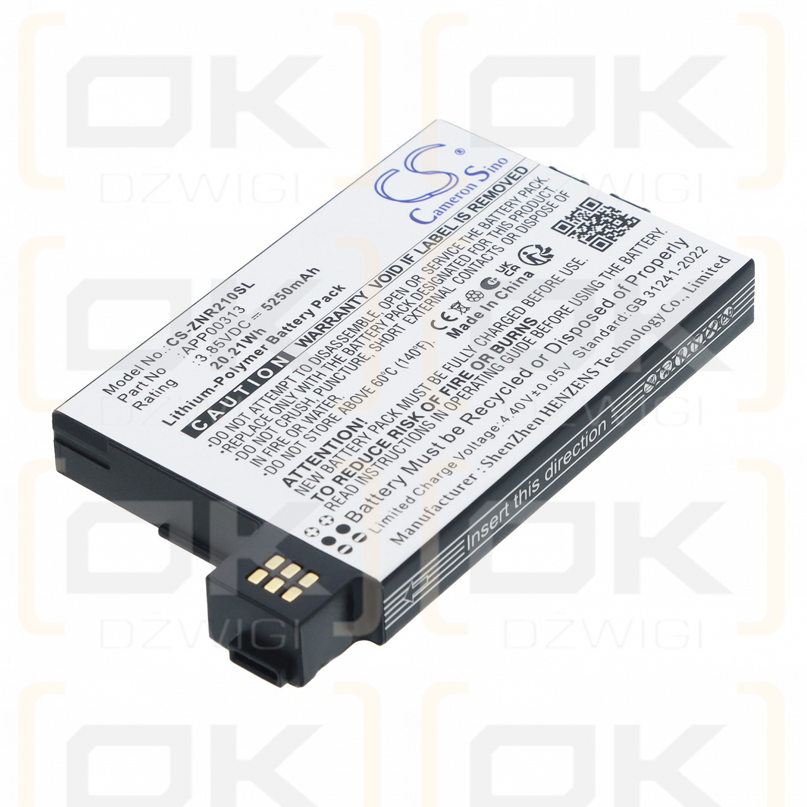 Batería de repuesto para Zyxel NR2101 5G MiFi / APP00313, 5250 mAh, polímero de litio, 3,85 V (Cameron Sino)
