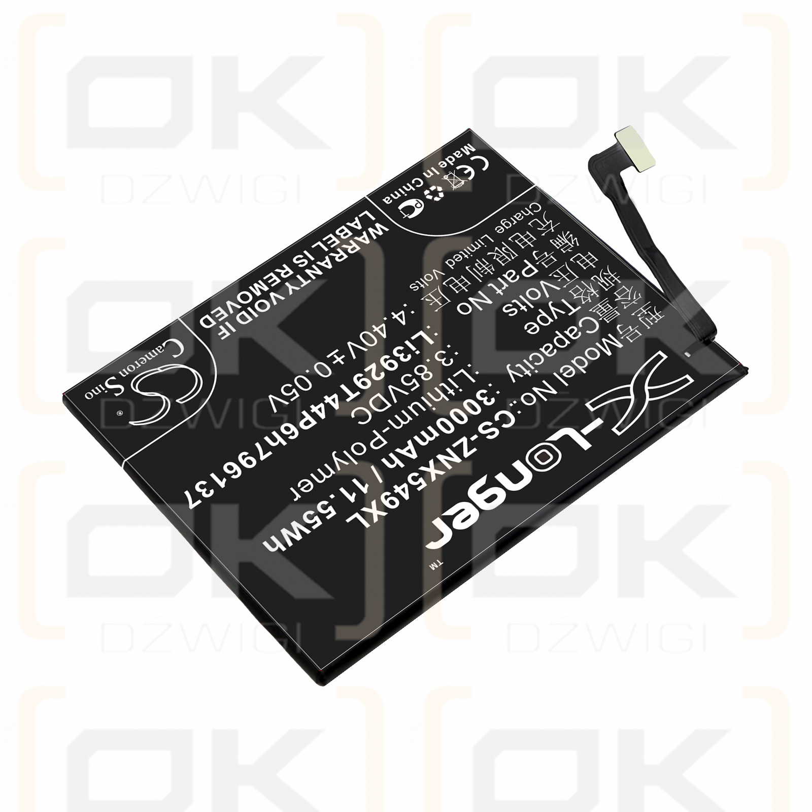 ZTE NX549J / Li3929T44P6h796137 3000mAh Li-Polímero 3.85V (Cameron Sino)