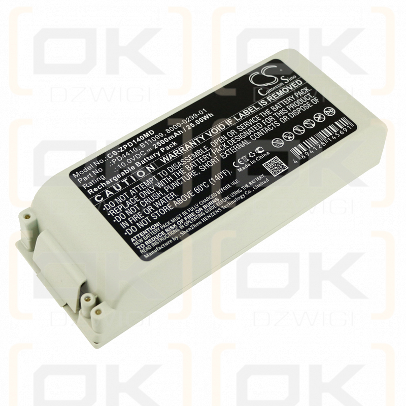 Paquete de baterías recargables ZOLL 8000-0299-01 / PD4410 2500mAh 10.0V (Cameron Sino)