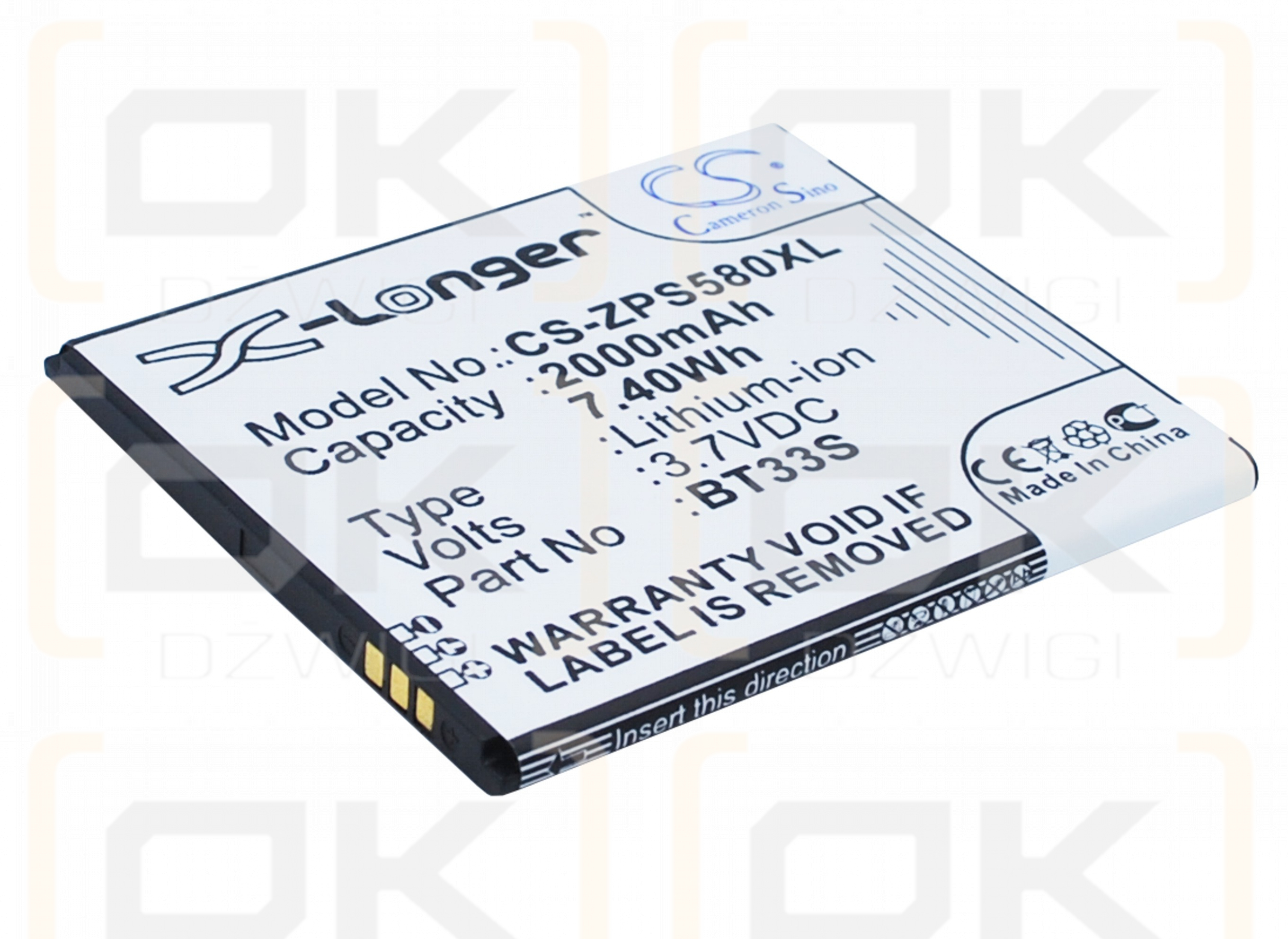 ZOPO 6580 / BT33S 2000 mAh Li-Ion 3,7 V (Cameron Sino)