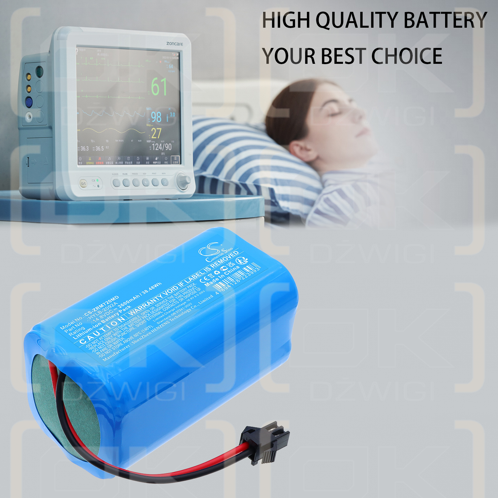 Zoncare PM7000D / HYLB-2092A 2600 mAh Li-ion 14.8 V (Cameron Sino)