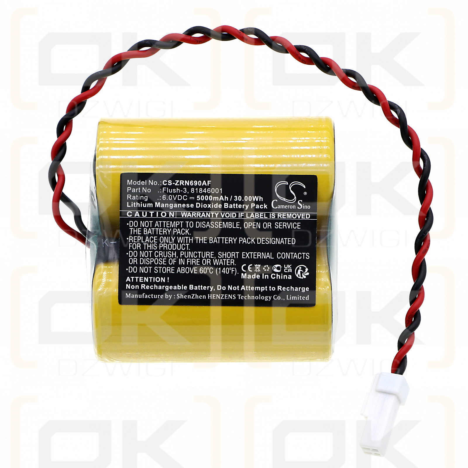 Zurn Z6917-GEN / Flush-3 5000mAh Li-MnO2 6.0V (Cameron Sino)