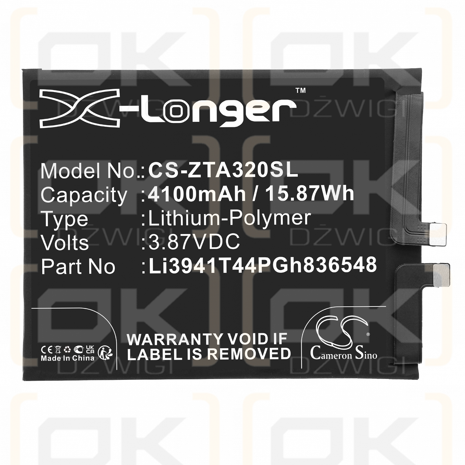 ZTE A2322 / Li3941T44PGh836548 4100mAh Li-Polymer 3.87V (Cameron Sino)