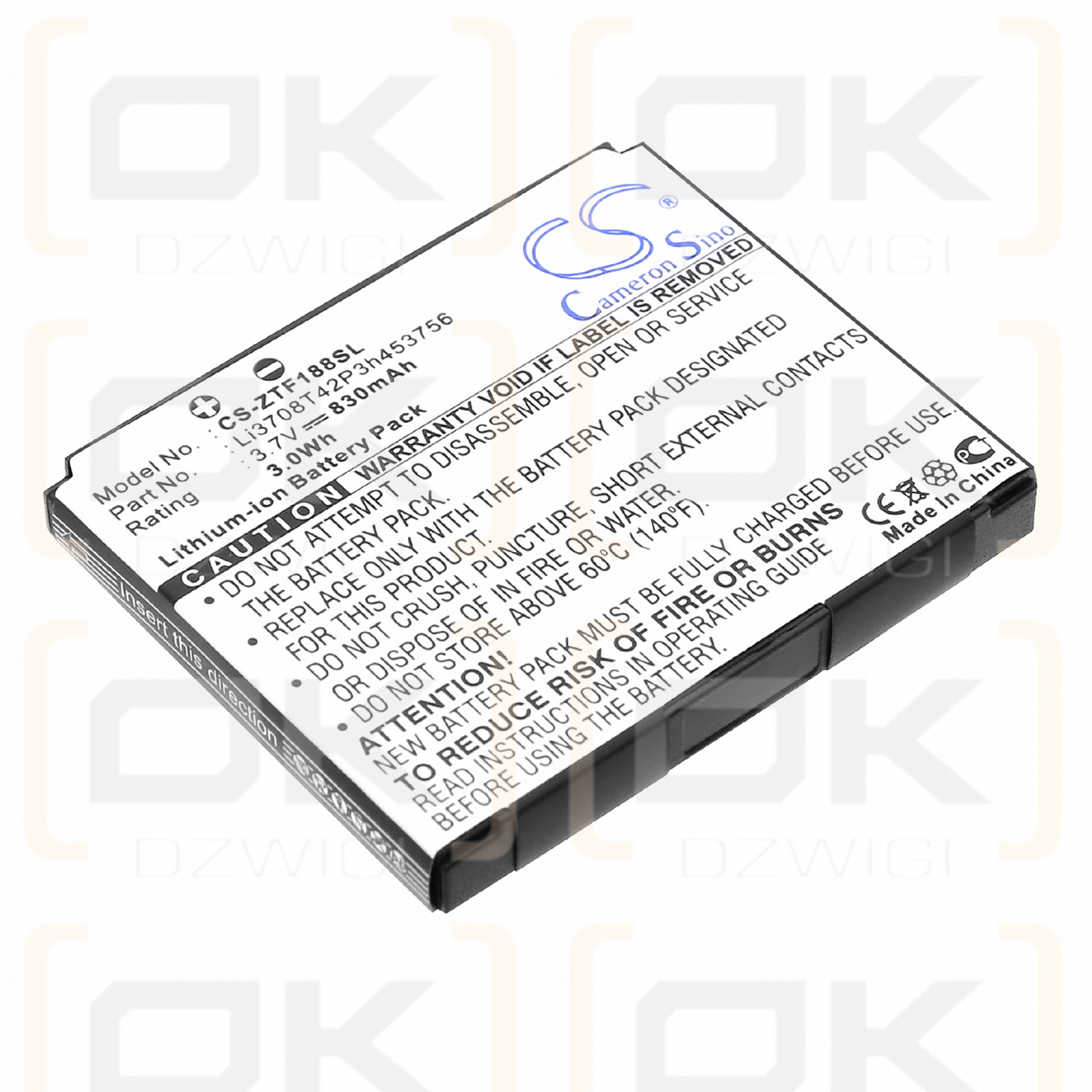 Telstra Smart Touch / Li3708T42P3h453756 830 mAh Li-ion 3.7 V (Cameron Sino)