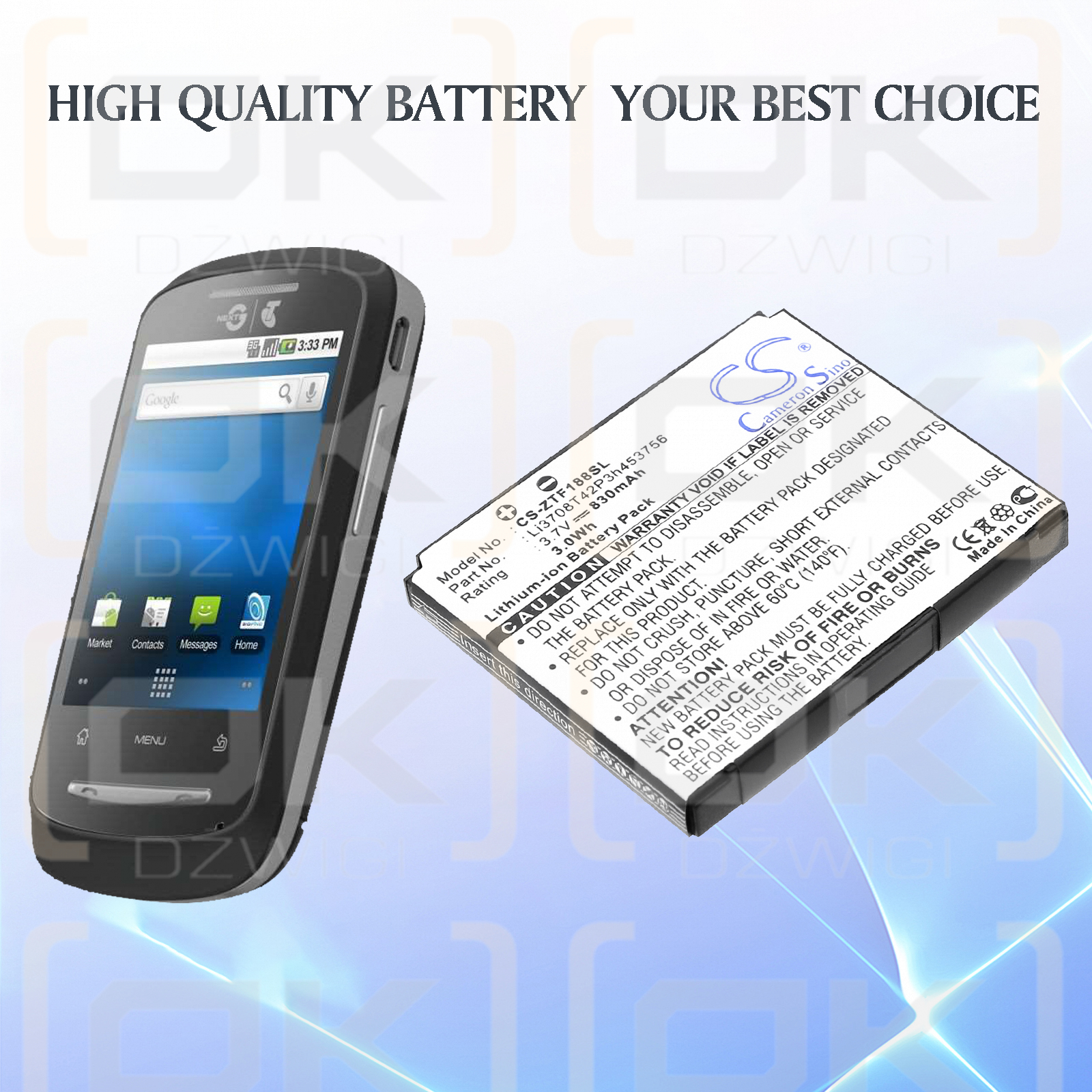 Telstra Smart Touch / Li3708T42P3h453756 830 mAh Li-ion 3.7 V (Cameron Sino)