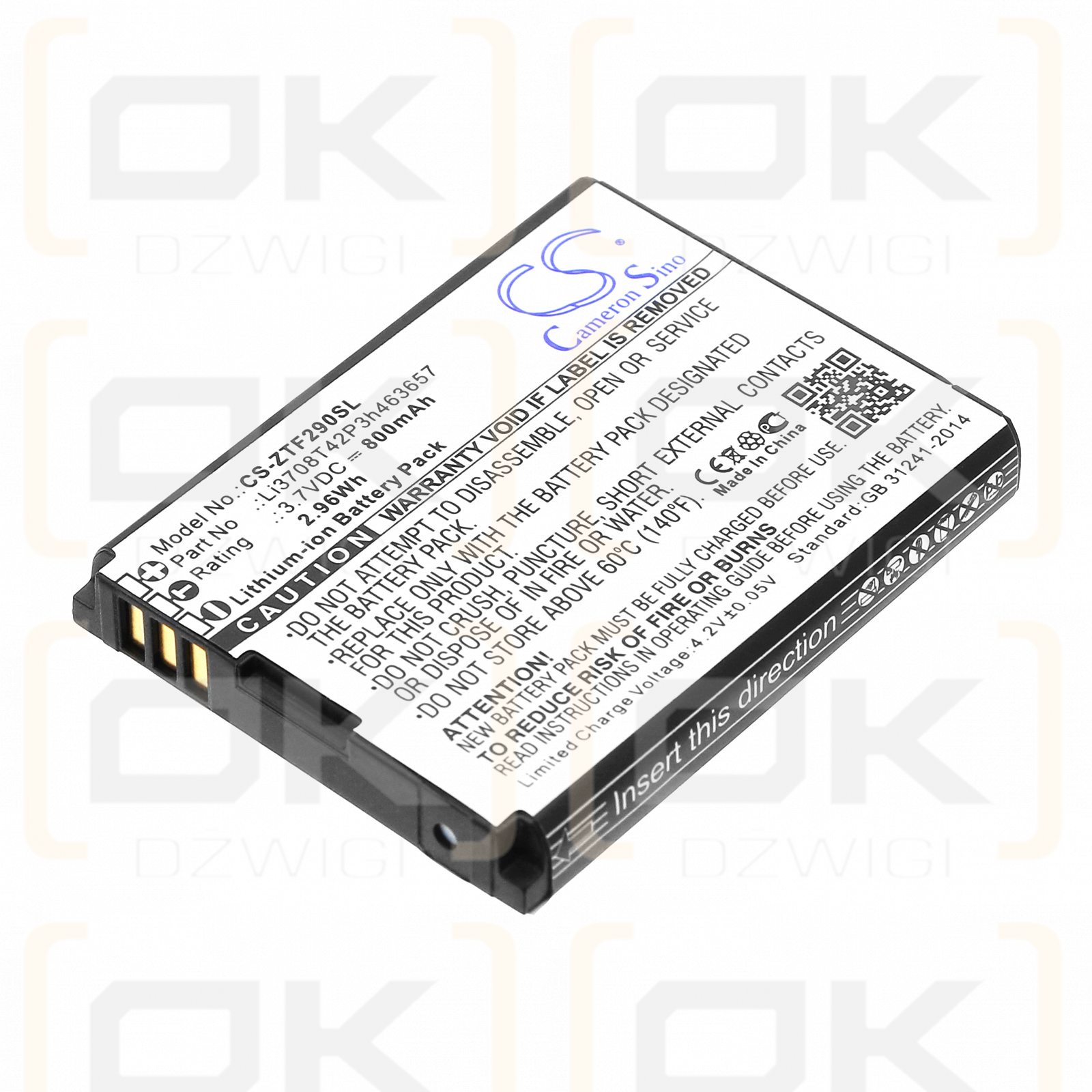T-Mobile Vairy Touch II / Li3709T42P3h463657 800 mAh Li-Ion 3,7 V (Cameron Sino)