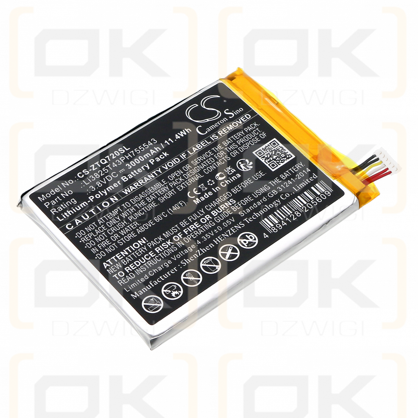 ZTE SRQ-V72M / Li3825T43PH755543 3000mAh Li-Polímero 3.8V (Cameron Sino)