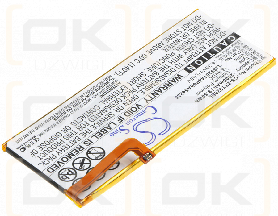 ZTE T920 / Li3925T44P6hA54236 2500mAh Li-Polímero 3.8V (Cameron Sino)