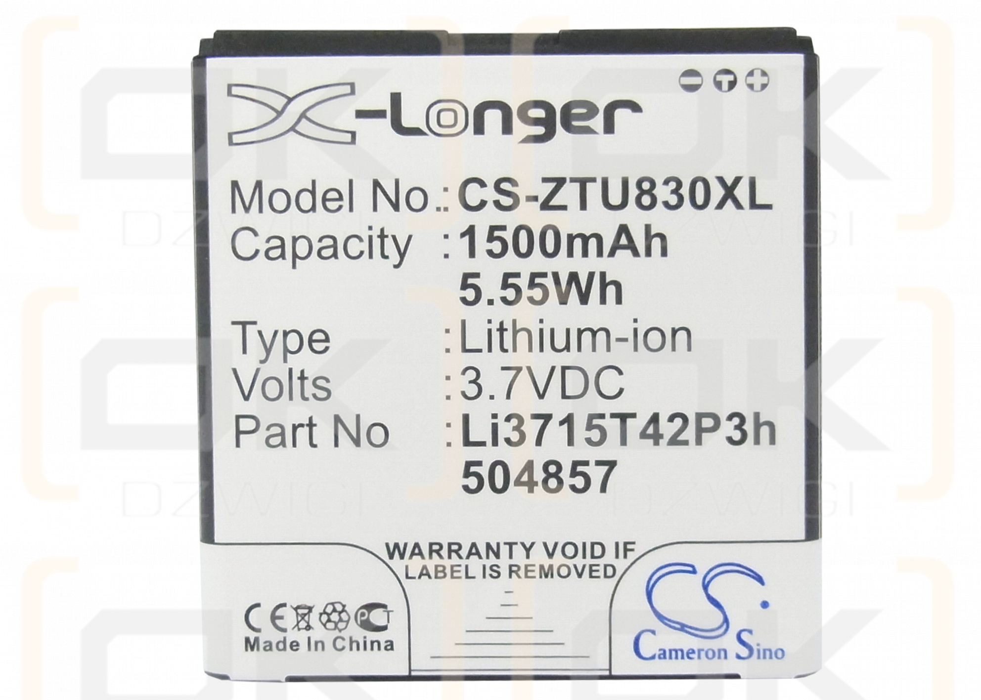 ZTE Blade C2 Plus / Li3715T42P3h504857 1500mAh Li-ion 3.7V (Cameron Sino)