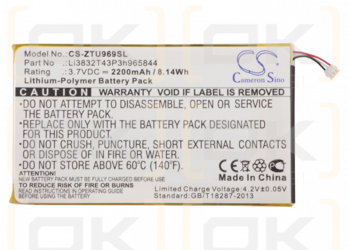 ZTE Z970 / Li3832T43P3h965844 2200 mAh Li-Polymer 3.7 V (Cameron Sino)