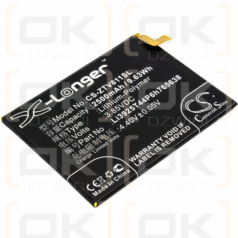 ZTE Blade V8 Lite Dual SIM TD-LTE / Li3925T44P6h765638 2500mAh Li-Polímero 3.85V (Cameron Sino)