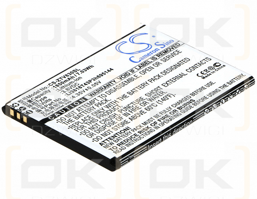 ZTE V830 / Li3818T43P3h695144 1850mAh Li-ion 3.8V (Cameron Sino)