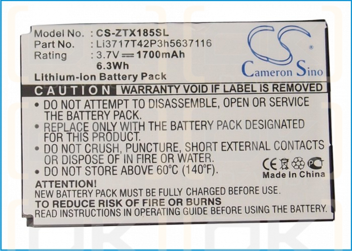 Telstra X185 / Li3717T42P3h5637116 1700mAh Li-ion 3.7V (Cameron Sino)