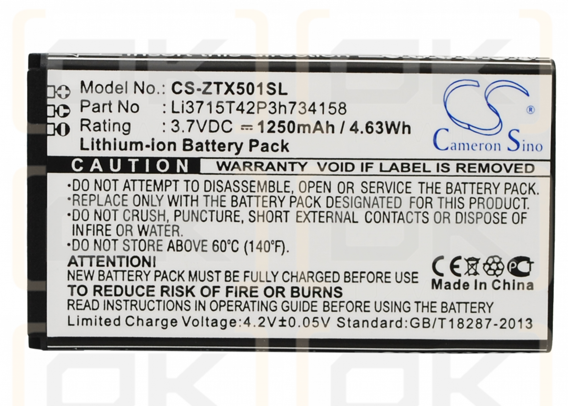 ZTE Score M / Li3715T42P3h734158 1250mAh Li-ion 3.7V (Cameron Sino)