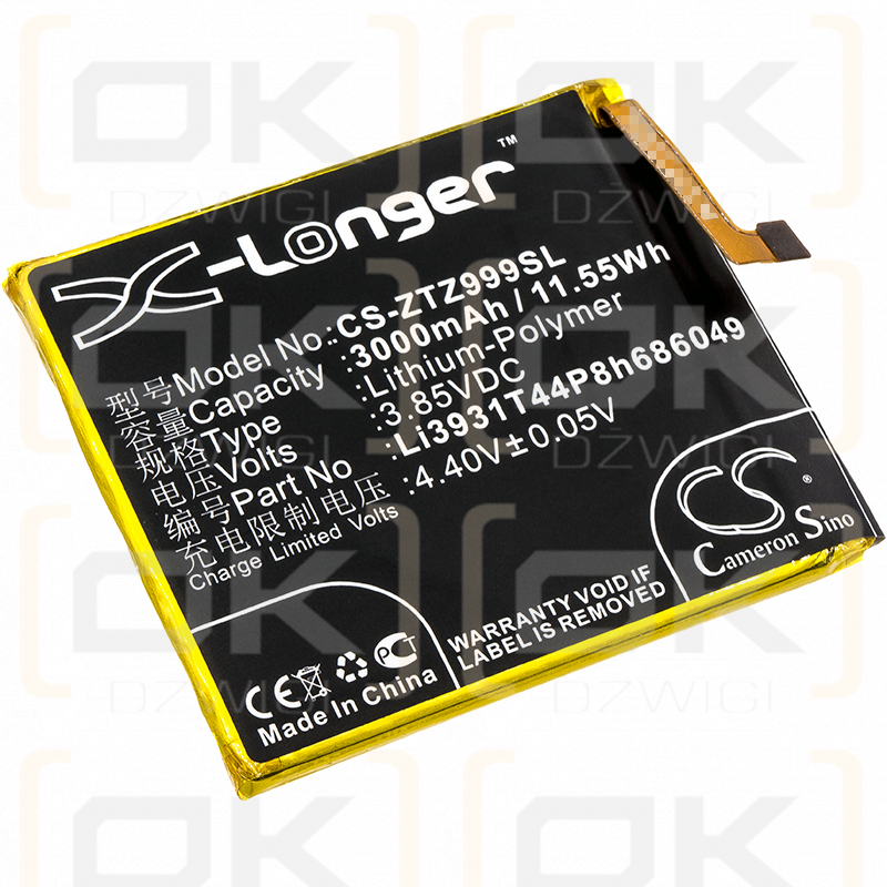 ZTE Z999 / Li3931T44P8h686049 3000mAh Li-Polímero 3.85V (Cameron Sino)