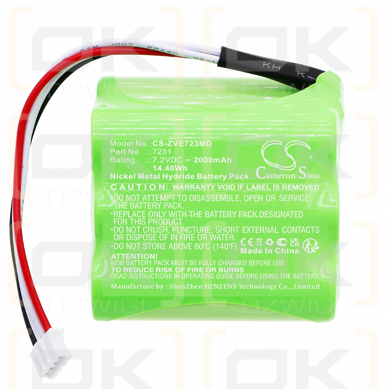 Zevex EnteraLite / 7231 2000mAh Ni-MH 7.2V (Cameron Sino)