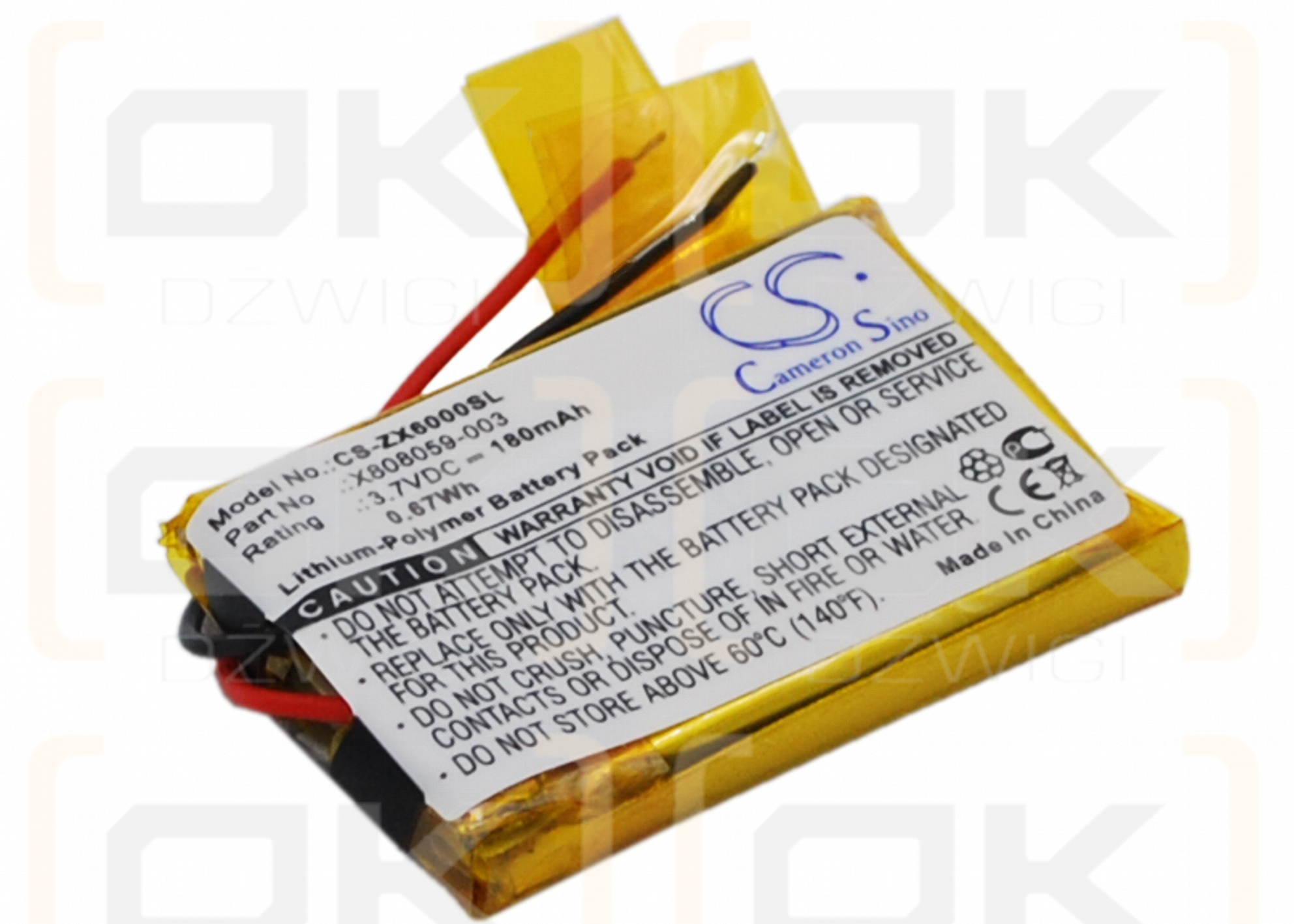 Microsoft LifeChat ZX-6000 / X808059-003 180mAh Li-polímero 3.7V (Cameron Sino)