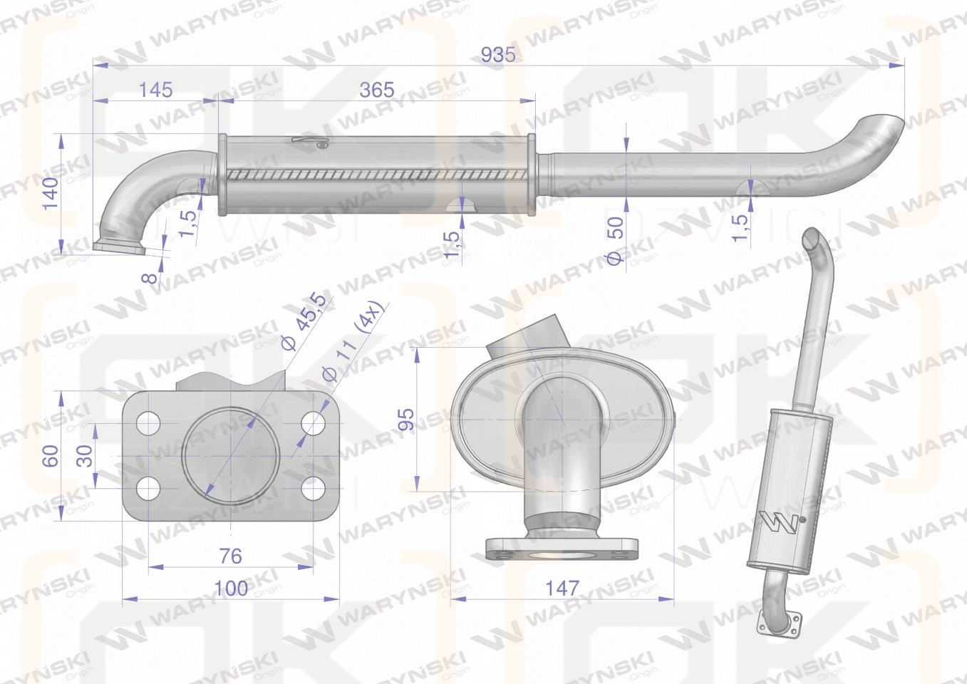Tłumik T25 INOX WARYŃSKI