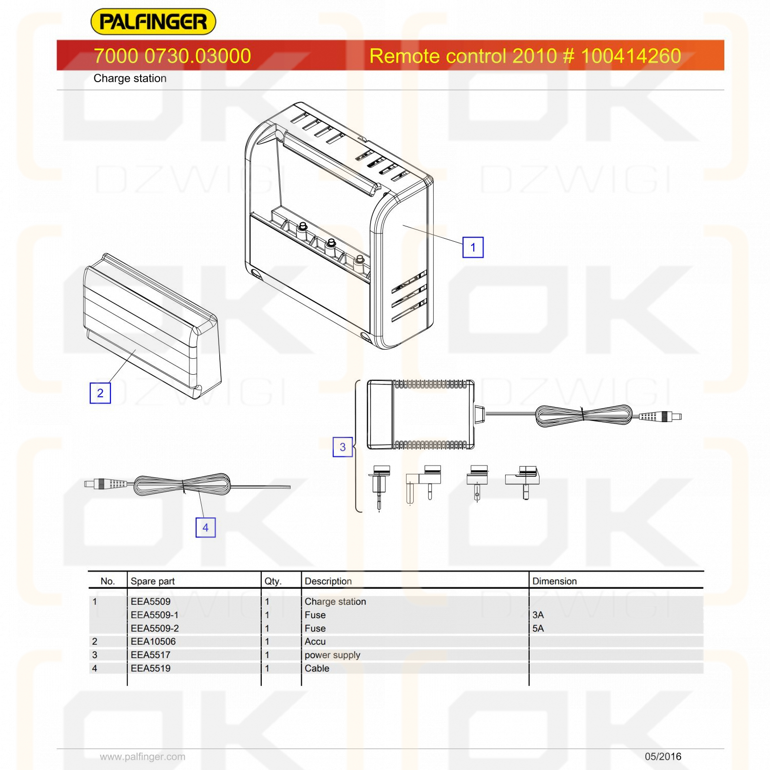 Palfinger Palcom Ladegerät Netzkabel