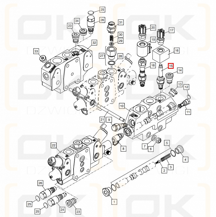 Elektrozawór sekcji rozdzielacza Palfinger Nordhydraulic RSQ240