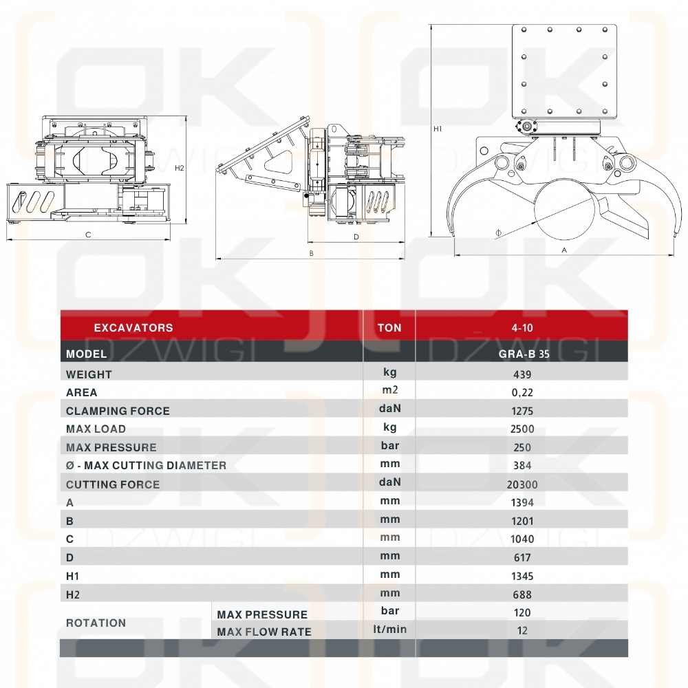 Захват для валки деревьев ICM с подвижным лезвием — диаметр реза 384 мм