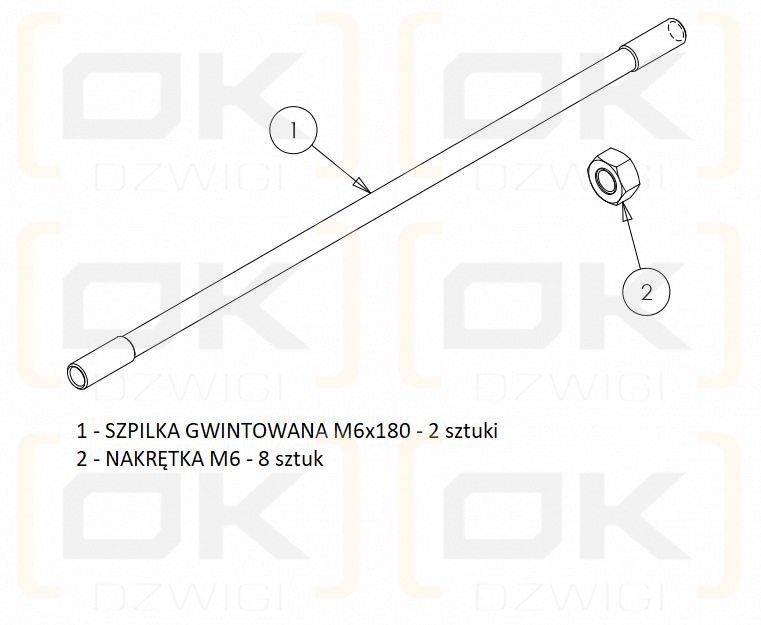 Zestaw szpilek do połączenia 4 dźwigni 3047 (JOY-DZ3047) sterowania rozdzielaczem hydraulicznym (na linki. widełki)
