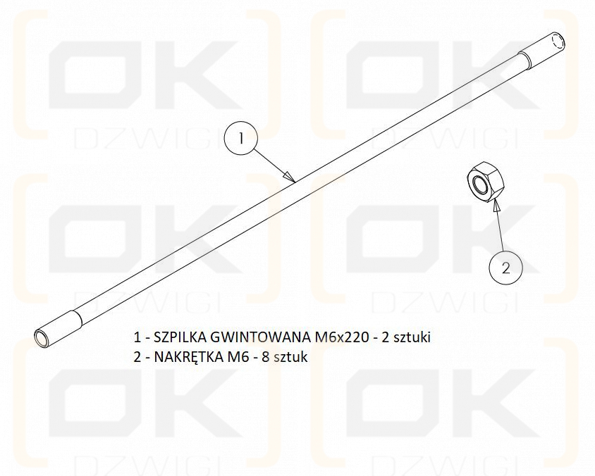 Zestaw szpilek do połączenia 5 dźwigni 3047 (JOY-DZ3047) sterowania rozdzielaczem hydraulicznym (na linki. widełki)