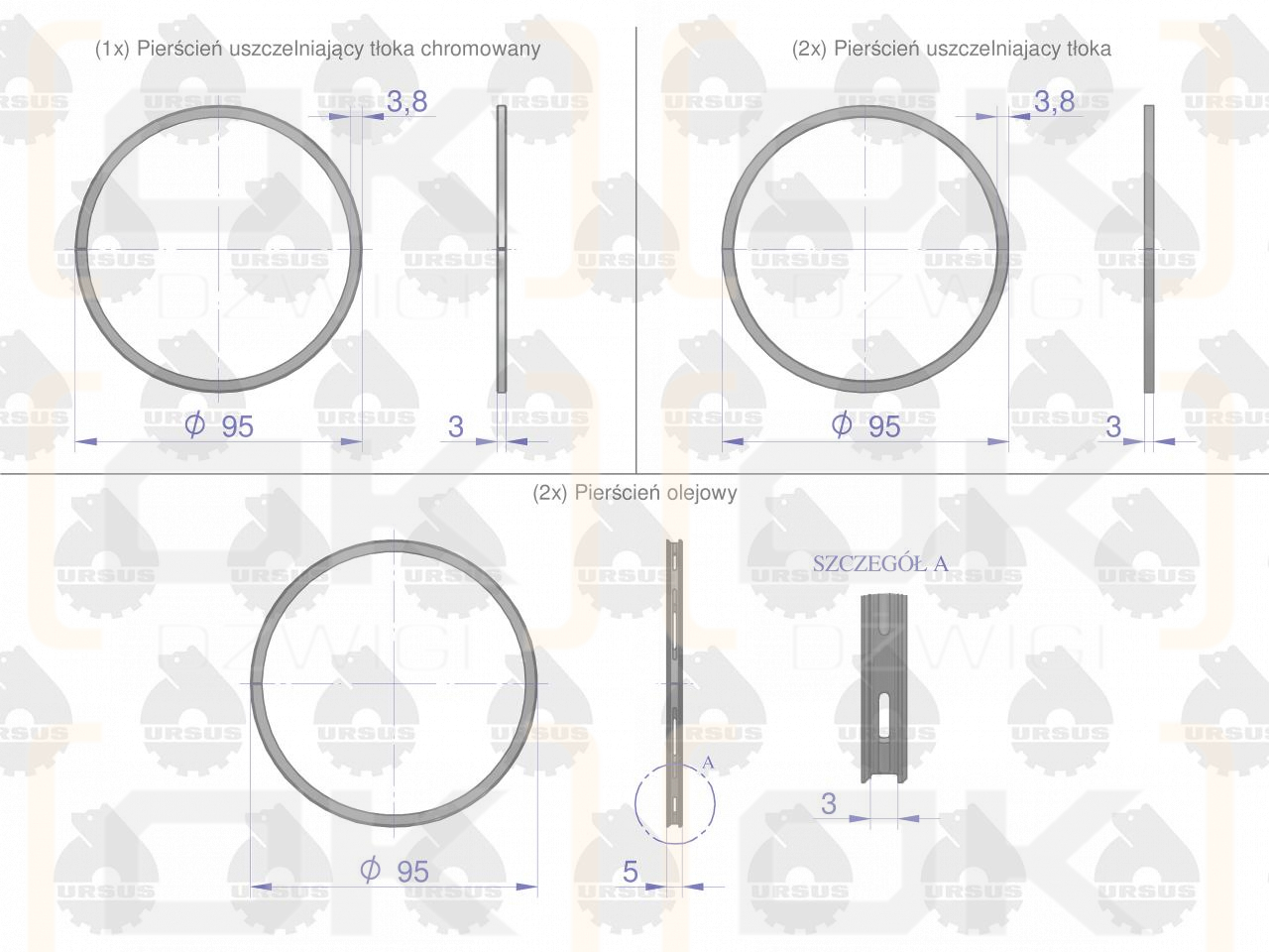 Komplet pierścieni tłokowych silnika 1-tłok K41310, K1-1310-000 C-360 ORYGINAŁ URSUS