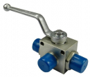 Zawór kulowy hydrauliczny 3-drożny M22x1.5 z otworami montażowymi