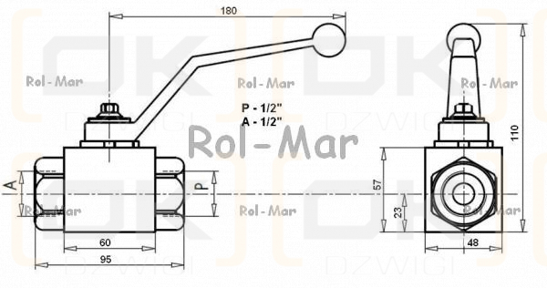 Zawór kulowy hydrauliczny dwudrożny 25 MPA 3/4