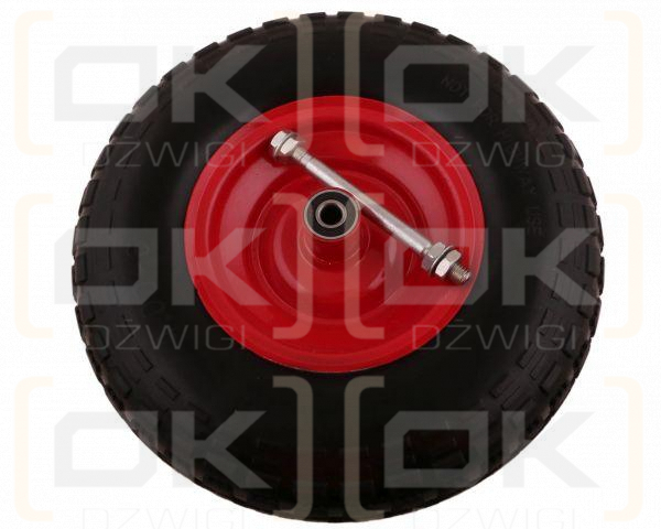 Koło do taczki kompletne elastyczne pełne 4.00-6P plus oś 12 mm