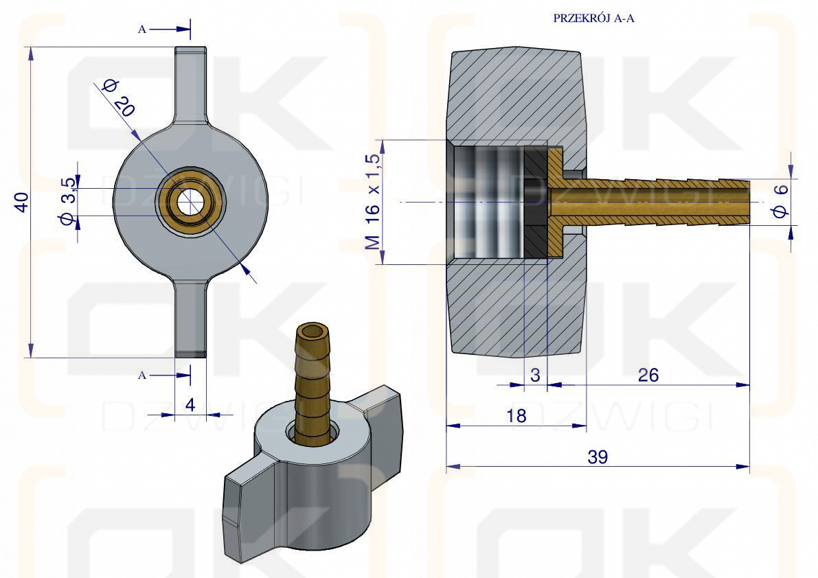 Nakrętka, motylkowa odolejacza (końcówka do pompowania) sprzedawane po 10