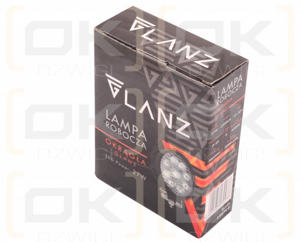 Lampa robocza okrągła 27W 9 LED GLANZ