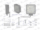 Lampa robocza kwadratowa 27W 9 LED GLANZ