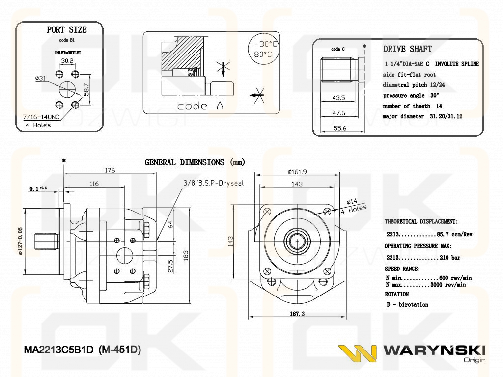 Silnik hydrauliczny MA2213C5B1D M5A567ADNQ206, B1322140031, JCB 800 Waryński