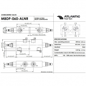 Atlantic Fluid tech double check valve 1/2" 350bar pilot ratio 4.2:1