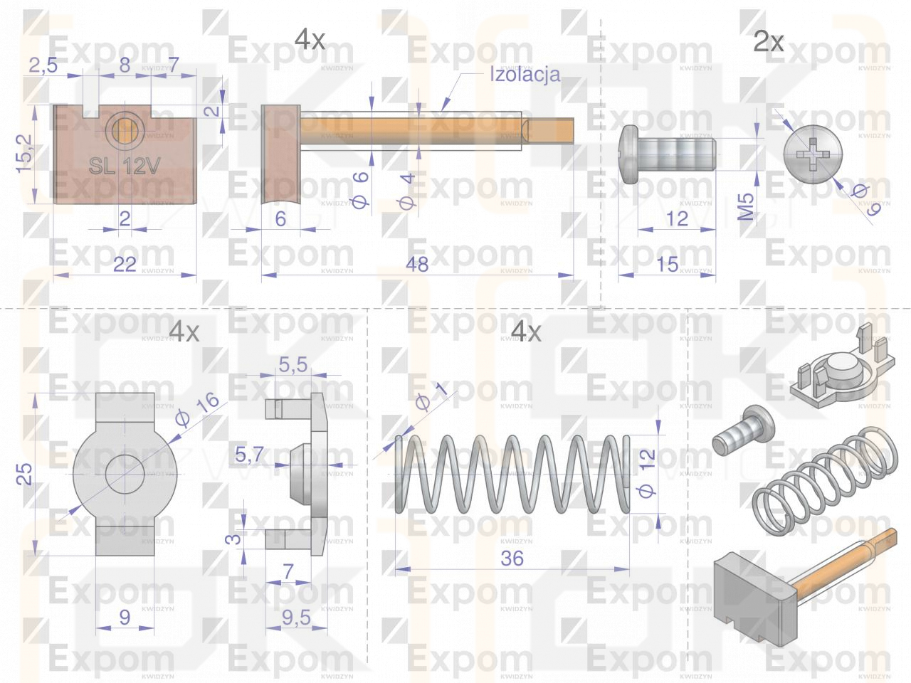 Komplet szczotek rozrusznika MS399EX, 1447834M91 Nowy Typ EXPOM KWIDZYN eu 